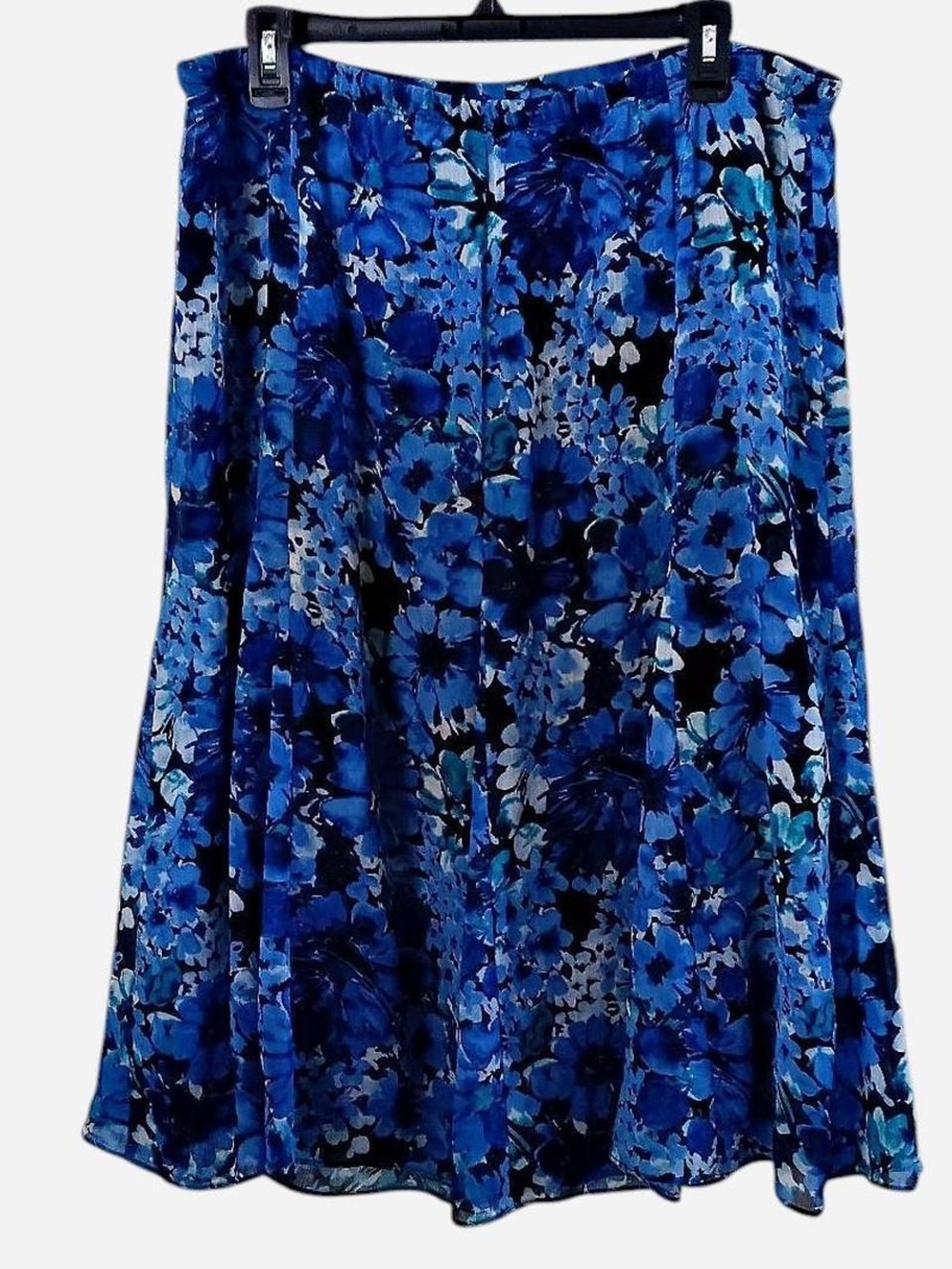 Laura Scott Blue Floral A-Line Skirt
